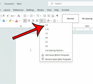 how to do single spacing in Word